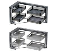 Blind Corner Cabinet Pull Out Organizer - 2-Tier Adjustable Slide-Out Shelves Universal Left/Right Mount Heavy-Duty Chrome Soft Close for Kitchen Storage Solutions