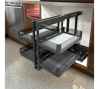 Blind Corner Cabinet Pull Out Organizer,2 Tier Kitchen Cabinet Organizer,Slide Out Cabinet Organizer Full Pull Out Storage for Home Kitchen 800mm