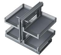 Blind Corner Cabinet Pull Out Organizer, 2 Tier Kitchen Storage Basket, Left and Right Open Compatible, Each Basket Load Capacity 25 KG