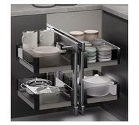 Blind Corner Cabinet Pull Out Organizer, 2 Tier Kitchen Storage Solution for Blind Corner Cabinets, Compatible with Kitchen or Bathroom Use