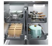 Blind Corner Cabinet Pull Out Organizer, 2 Tier Slide Out Shelf for Kitchen Cabinets, Right or Left Opening, Space-Saving Design