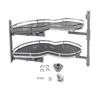 Blind Corner Cabinet Tray Organizer - 2 Tier Adjustable Height Strong Load Bearing Pull Out Storage Solution for Kitchen