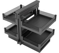 Blind Corner Pull-Out Kitchen Organizer with 4 Storage Baskets, Sliding Cabinet Rack for Left/Right Opening, Heavy Duty Corner Shelf, Rustic Black