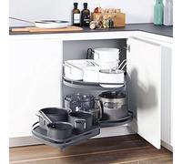 Blind Corner Pull-Out Shelving Unit Organizer, 2 Tier Swing Tray for Cabinet Storage