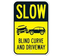 Blind Curve And Driveway Sign Parking Safety Signs Metal Tin Sign 8x12 Inch Clear Warning for Home & Busines