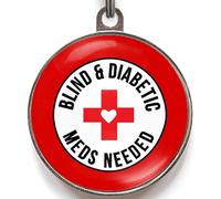 Blind & Diabetic Dog Tag - Dual Medical Alert - Durable Pet ID for Dogs with Diabetes & Vision Loss - Add Emergency Info to Back - 2 Sizes - 36 Colour Options - Custom Medical Tag