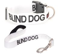BLIND DOG (Dog Has Limited/No Sight) White Colour Coded S-M L-XL Dog Collar and 60cm 1.2m 1.8m Luxury Neoprene Padded Handle Lead Sets PREVENTS Accidents By Warning Others Of Your Dog In Advance (S-M & 60cm)
