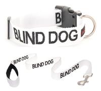 BLIND DOG (Dog Has Limited/No Sight) White Colour Coded S-M L-XL Dog Collar and 60cm 1.2m 1.8m Luxury Neoprene Padded Handle Lead Sets PREVENTS Accidents By Warning Others Of Your Dog In Advance (S-M & 1.2m)