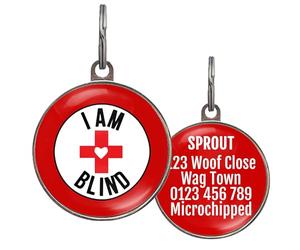 Blind Dog Tag - Add Your Text to Back - 36 Colour Options - 2 Sizes - Medical Alert Pet ID - I Am Blind - Custom Double-Sided Dog Tag - Durable Health Tag for Dogs