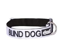 BLIND DOG White Colour Coded Nylon S-M L-XL Buckle Dog Collars (No/Limited Sight) PREVENTS Accidents By Warning Others of Your Dog in Advance (L-XL 38-64cm (15 to 25inch)