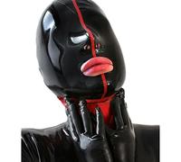 Blind Eye Full Face Party Rubber Mask with Red Trim Unisex for Fetish Club Ball Cosplay Halloween(Size:M)