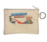 Blind Man Walking Toward Dangerous Target Key Chain Coin Purse Beige