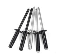 Blind Rivets Fasteners Set, Aluminum Alloy Core-Pulling Folding Lantern Type Blind Rivets M3.2-M6.4 Multicolor(M4.8 X 20.6 (20pcs),Full Black Al)