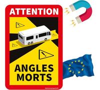 Blind Spot Sticker France - Angles Morts Magnet Motorhome and Bus - Magnetic Sign Car 17 x 25 cm - Motorhome Sticker Warning Sign - Lorry Motorhome and Bus Magnetic Signs Car