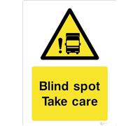 Blind Spot Take Care - General Warning Signage - Durable, High-Visibility UK Compliance Sign (A3 400x300mm Rigid PVC)