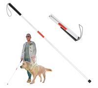 Blind Stick, 123cm/48.4in Folding Walking Stick for Blind, Red White Reflective Walking Cane, 4 Sections Collapsible Walking Stick for Vision Impaired And Blind