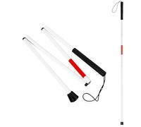 Blind Stick, 124cm/48.81in White Cane, Folding Walking Stick, Aluminium Alloy Foldable Walking Stick Reflective Walking Cane Red White Collapsible for The Blind And Vision Impaired