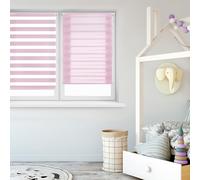 Blindecor - Indus "NO TOOLS REQUIRED". Double layered roller blind, Night and Day. Pink. 72x180 cm (width x length)