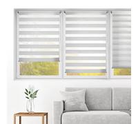 Blindecor - Indus "NO TOOLS REQUIRED". Double layered roller blind, Night and Day. Silver grey. 92x180 cm (width x length)