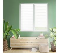 Blindecor - Indus WITHOUT Tools. Double Layer Roller Blind, Night and Day. White. 105 x 130 cm (Width x Length)