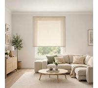 Blindecor Linen Roller Blind, Translucent Linen Texture, 80 x 200 cm (W x L), Fabric Size: 77 x 195 cm, Linen Roller Blind