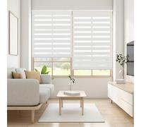 Blindecor Lira Double Layer Roller Blind, Night and Day, Off-White (Cream), 90 x 180 cm