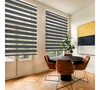 Blindecor - Lira. DoubleLayered Roller Blind, Night and Day, Anthracite grey, 140x180 cm