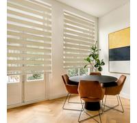 Blindecor - Lira. DoubleLayered Roller Blind, Night and Day, Beige, 120x180 cm