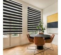 Blindecor - Lira. DoubleLayered Roller Blind, Night and Day, Black, 100x180 cm