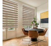 Blindecor - Lira. DoubleLayered Roller Blind, Night and Day, Brown, 140x180 cm