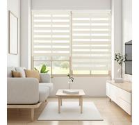 Blindecor - Lira. DoubleLayered Roller Blind, Night and Day, Linen- Cream, 120x180 cm