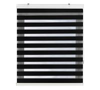 Blindecor - Lira Luxury Double layered roller blind, Night and Day, Black, 100x180cm (width x length)