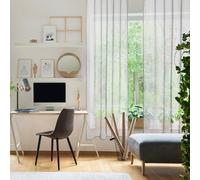 Blindecor Semi-Translucent Net Curtain | Easy Installation with Elegant Ties | Measures 140 x 260 cm | Modern Curtain for Living Room and Bedroom | Lotus Model | Anthracite