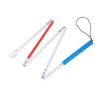 Blinder Folding Cane, Folding Walking Pole Aluminum Alloy, Collapsible Anti Slip Reflective Blind Cane Folds Down, 5 Sections Walking Stick for Elderly Blue Red