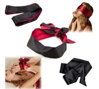 Blindfold, 2PCS Blind Folds for Adult Play,Soft Comfortable Blindfold for Couples,Silk Satin Eye Mask for Sleeping Games Silk Covers Sleep Mask Valentine Gift, for Home Play Travel Use - 130cm