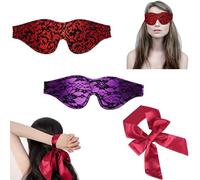Blindfold for Adults Play Hand Tie Set, 3 Pcs Silk Satin Eye Mask for Sleeping Games Silk Covers Sleep Mask Valentine Gift, for Home Play Travel Office Use (B)