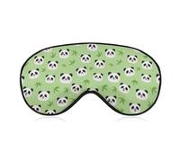 Blindfold Night Eyeshade Panda Bamboo Patterns Mint Green No Pressure Breathable Travel Eye Cover with Adjustable Strap