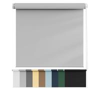 Blinds Blackout Curtains 85 x 70 cm, Waterproof UV and privacy Protection Easy Fix Zebra Roller Blind, with Aluminium Rail, for any Room, Light Grey