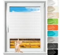 Blinds for Windows Pleated Temporary Shades 120 x 100 cm Blackout - No Screws Easy to Install Custom Pleated Blind with No Drilling Clamping Blind for Windows Doors, White