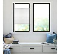 Blinds for Windows Pleated Temporary Shades 40 x 100 cm Light Filtering Privacy Protection, Quick Fix Self-Adhesive Non-Woven Blinds Clip in Paper for Windows Doors, White