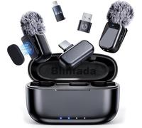 Blinfada mini 2 Wireless Lavalier Microphones for iPhone 16/17 & Android, AI Noise Cancellation, App Control, 30H Battery with Charging Case, Lapel Microphone Wireless for Video Recording
