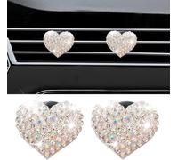 Bling 2 Pack Crystal Rhinestone Oil Diffuser Vent Clip - Car Fresheners for Women - Stylish & Practical (Bling Heart)