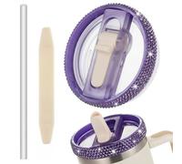 Bling 40oz Detachable Flip Straw Lid Replacement Fit for Stanley Quencher ProTour,Leak Proof Lid Compatible with Stanley Quencher H2.0 Tumbler,No Spill Cover Top for Cup Accessories(Purple)