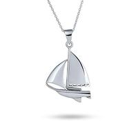 Bling .925 Sterling Silver Personalized Nautical Sail Boat Sea Lover Ocean Vacation Ship Sailboat Pendant Necklace For Women Teen Customizable