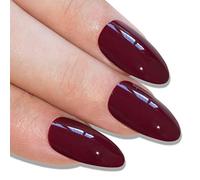 Bling Art Almond False Nails Fake Stiletto Cherry Polished 24 Long Tips Glue