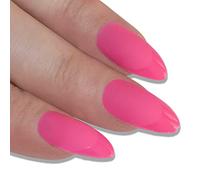 Bling Art Almond False Nails Fake Stiletto Matte Pink Acrylic 24 Long Tips Glue