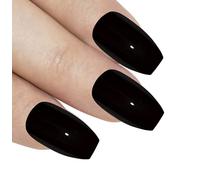 Bling Art Ballerina False Nails Black Polished Coffin Long Acrylic Fake Tips