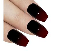 Bling Art Ballerina False Nails Fake Coffin Gel Glossy Glitter Acrylic Long 24 Tips Glue (Venus Red Black)