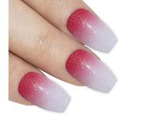 Bling Art Ballerina False Nails Fake Coffin Gel Ombre Red Acrylic Long 24 Tips