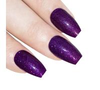 Bling Art Ballerina False Nails Fake Coffin Gel Purple Acrylic Long 24 Tips Glue